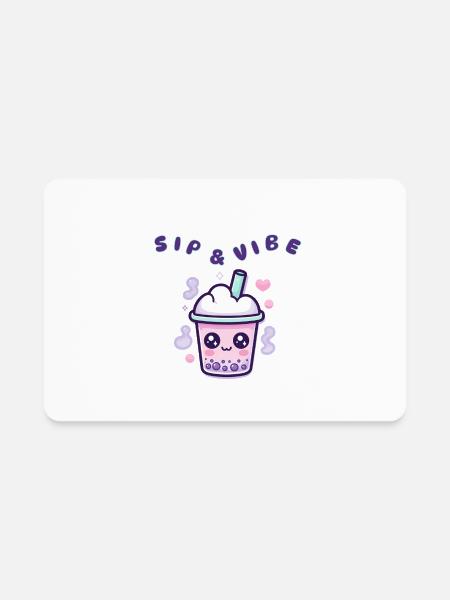 Boba Sip and Vibe - Rectangle Magnet - white - Front