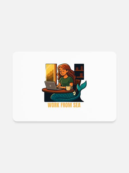Modern Mermaid on a Work Break - Rectangle Magnet - white