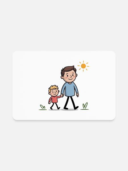 Father and Son Doodle Drawing - Rectangle Magnet - white
