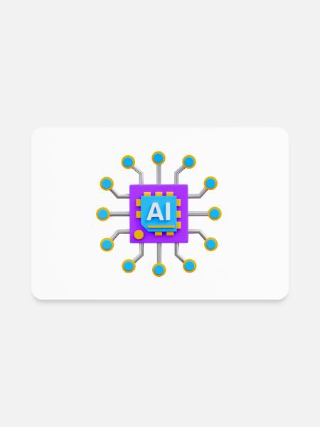 Colorful AI Chip – Futuristic Tech Circuit Design - Rectangle Magnet - white - Front
