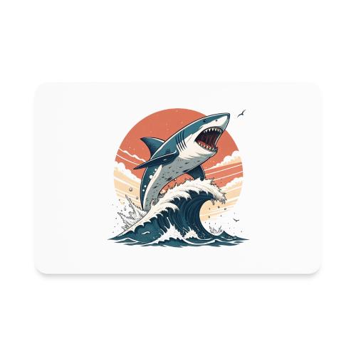 Fierce Shark Breaking Through Waves - Rectangle Magnet