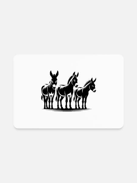 Cute Donkey Group Portrait Farmer Pictures - Rectangle Magnet - white - Front