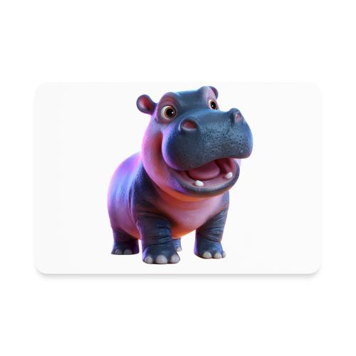 Smiling Cartoon Baby Hippo Standing - Rectangle Magnet