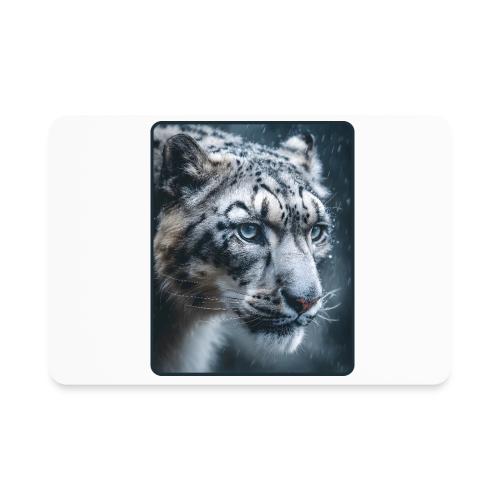 Snow Leopard Blue Eyes Design - Rectangle Magnet