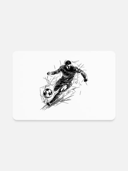 Running Soccer Striker With Ball - Rectangle Magnet - white - Front