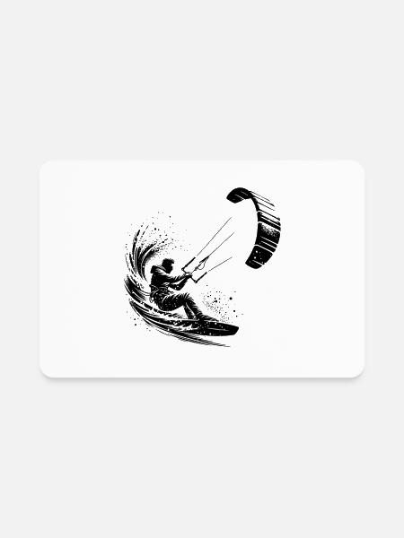 Sport Kite Surfer Water Splashes And Kites - Rectangle Magnet - white - Front