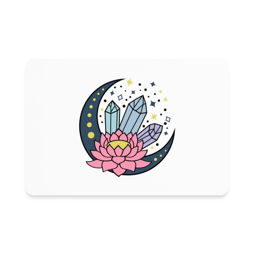 Half A Moon, Healing Crystals Lotus Flower - Rectangle Magnet