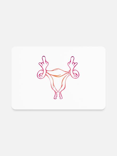 Fuck You Uterus Middle Finger Uterus - Rectangle Magnet - white - Front