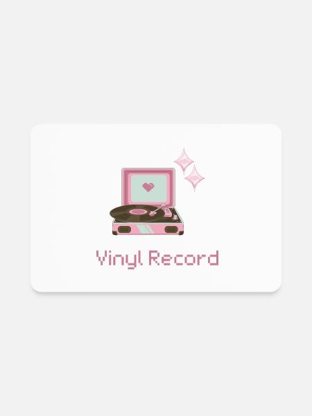 Pink Vinyl Record - Rectangle Magnet - white - Front