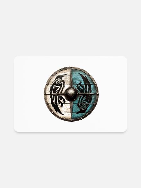 Viking Shield Raven - Rectangle Magnet - white - Front