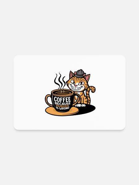 Coffee Because murder is wrong | Funny Cat - Rectangle Magnet - white - Front