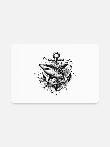 Anchor Shark - Rectangle Magnet - white - Front