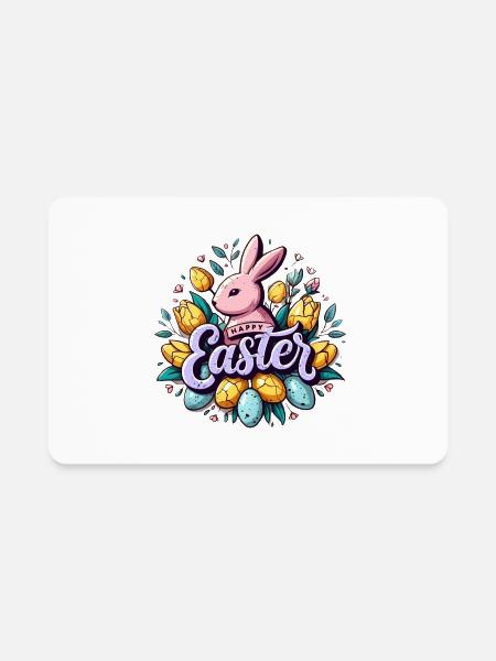 HAPPY EASTER BUNNY - Rectangle Magnet - white - Front