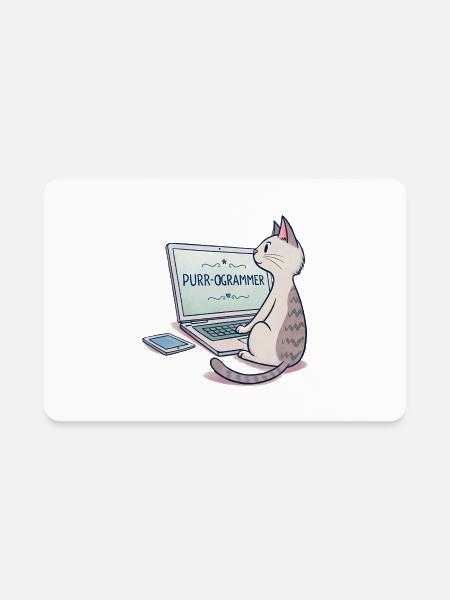 Paws-on Keyboard Engineer - Rectangle Magnet - white - Front