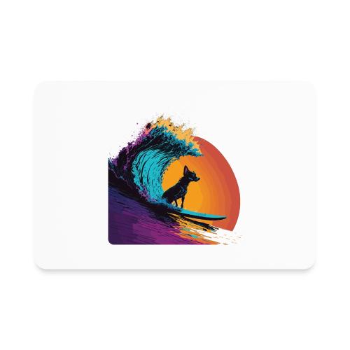 Black Dog Surfing Emerald Wave - Rectangle Magnet