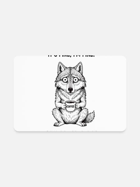 Its Fine Im Fine Coffee Wolf Humor - Rectangle Magnet - white - Front