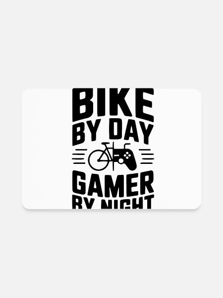 Bike By Day Gamer By Night - Rectangle Magnet - white - Front