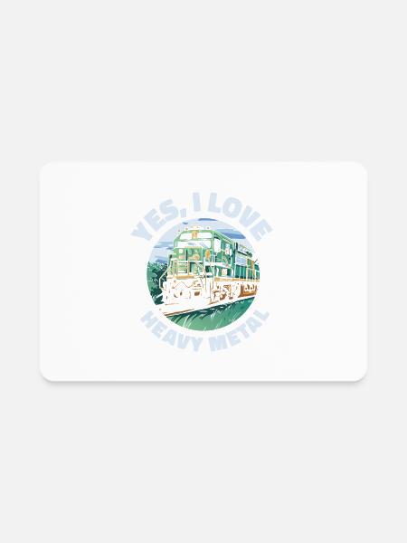 Train Transportation Locomotive Heavy Metal - Rectangle Magnet - white - Front