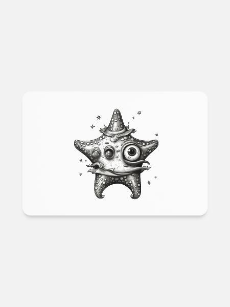 Fantasy Starfish Monster - Rectangle Magnet - white - Front