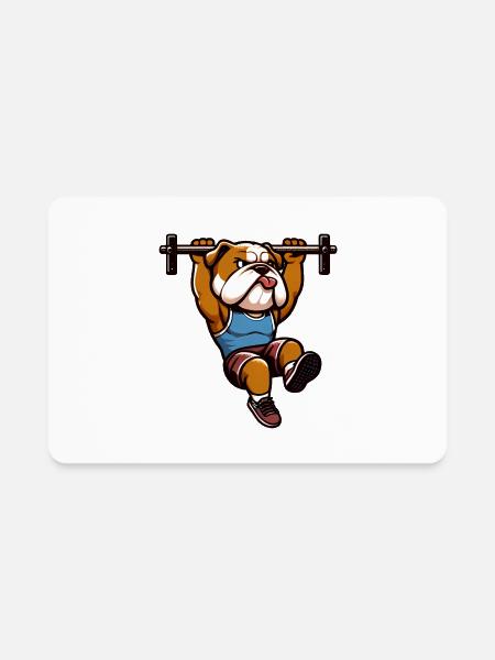 Bulldog Squat Squad: Power Pose Pup - Rectangle Magnet - white - Front