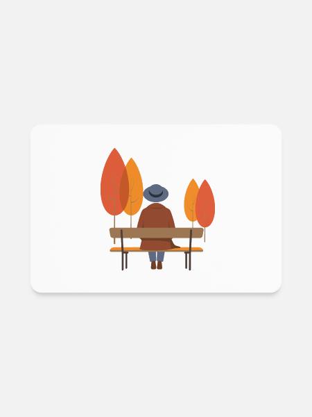 Person Sitting On Park Bench In Autumn - Fall Tree - Rectangle Magnet - white - Front