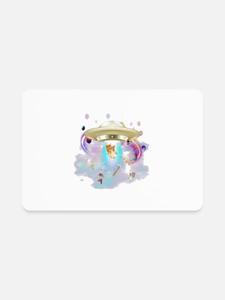 Alien Spacecraft Captures Cat - Rectangle Magnet - white - Front