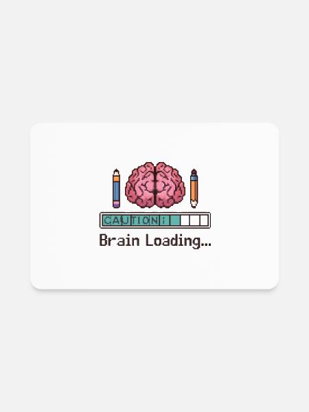 Caution Brain Loading Pixel Art Back to School - Rectangle Magnet - white - Front