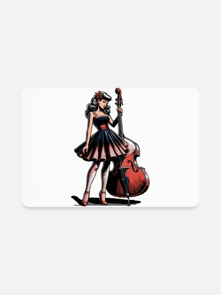Retro Upright Bassist - Rectangle Magnet - white - Front