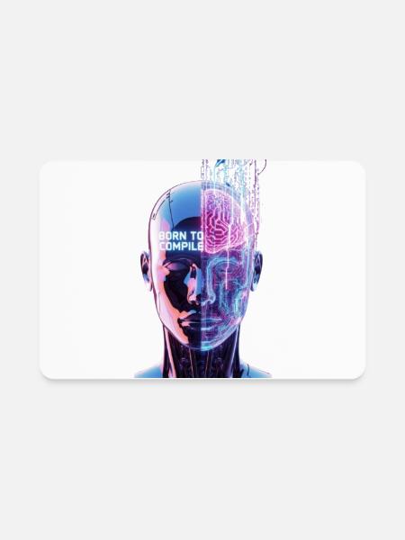 Born to Compile: Neon Cyborg Split - Rectangle Magnet - white - Front