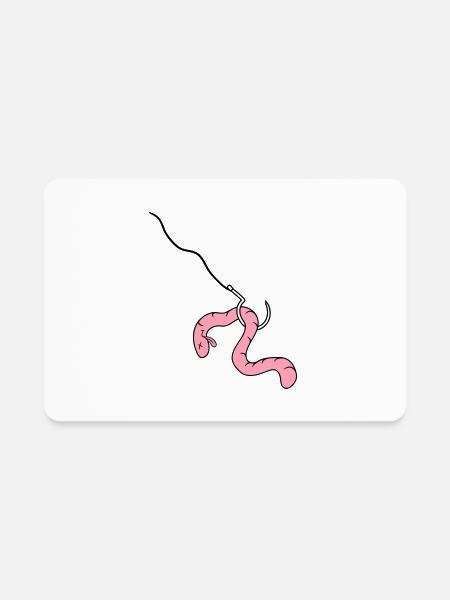 angel hook bait fishing fish catch hobby dead worm - Rectangle Magnet - white - Front