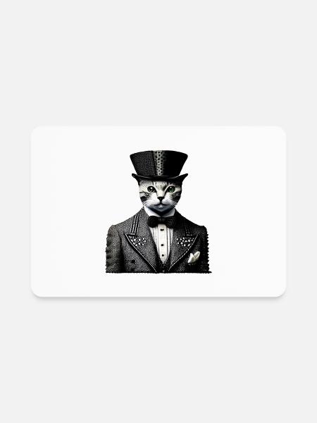 Sleek and Sophisticated A Smokin Suit-Wearing Cat - Rectangle Magnet - white - Front