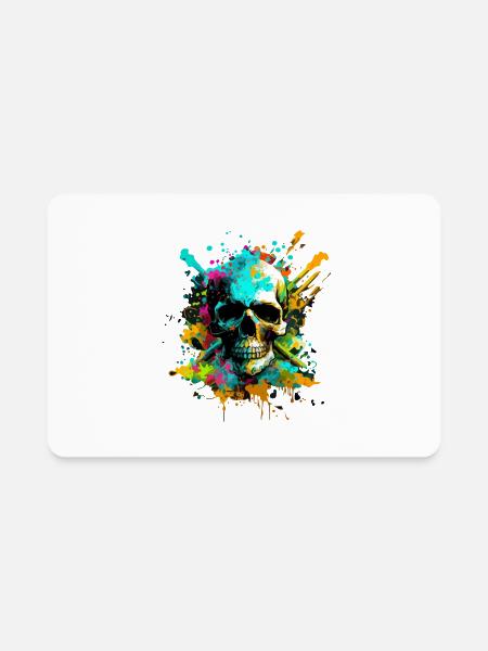 Psychedelic skull - Rectangle Magnet - white - Front