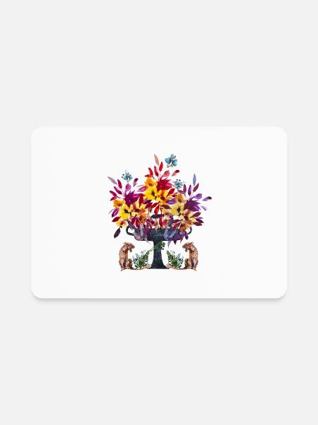Two leopards guarding vase with flowers - Rectangle Magnet - white - Front