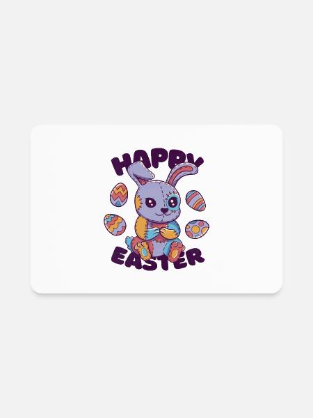 Stuffed Easter Bunny - Rectangle Magnet - white - Front