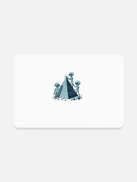 Aliens building a Pyramid - Rectangle Magnet - white - Front