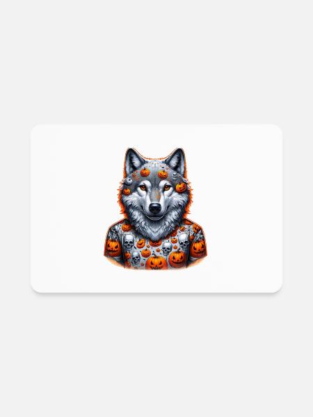 halloween wolf - Rectangle Magnet - white - Front