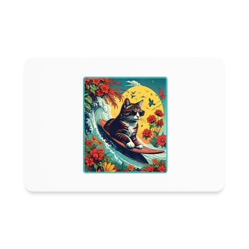 Kitten Surfing In Flowers - Rectangle Magnet