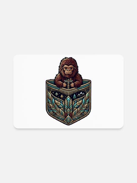 Orangutan Crest Shield Pocket Tee Sasquatch - Rectangle Magnet - white - Front