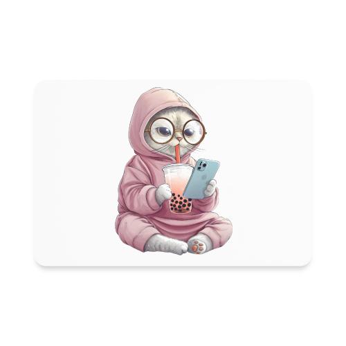 Cool Cat Bubble Tea Cartoon Design - Rectangle Magnet