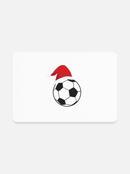 Christmas Soccer Ball In Santa Hat Xmas Sports - Rectangle Magnet - white - Front