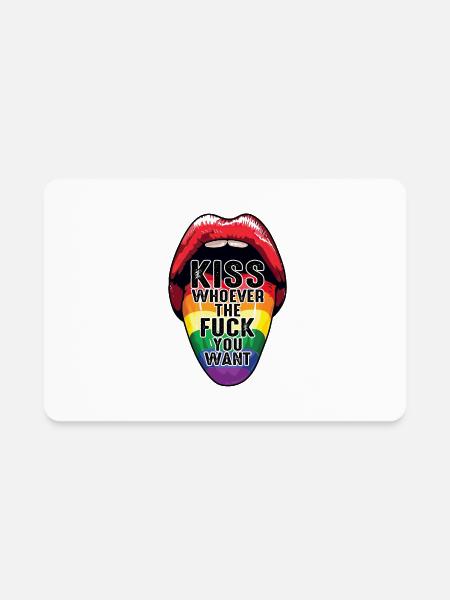 Kiss Whoever The Fuck You Want Rainbow - Rectangle Magnet - white - Front