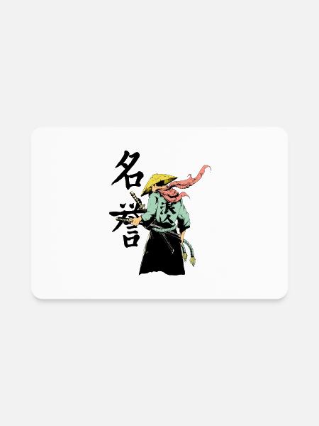 Samurai and Kanji - Rectangle Magnet - white - Front