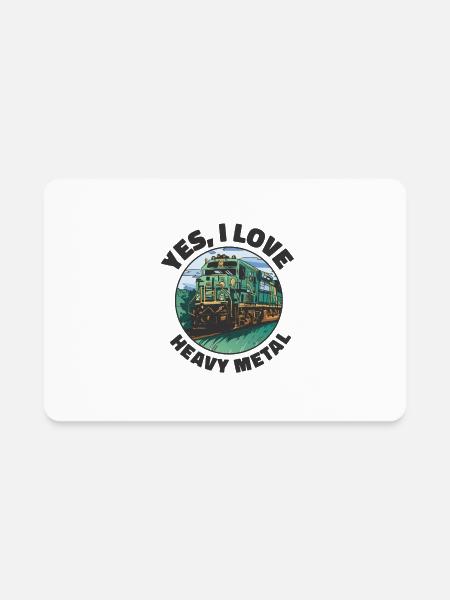 Train Transportation Locomotive Heavy Metal - Rectangle Magnet - white - Front