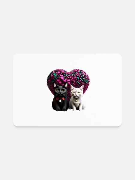 cute digital cat - Rectangle Magnet - white - Front
