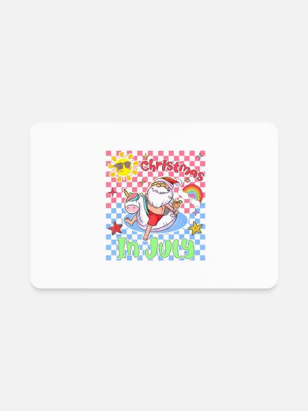 Groovy Santa Christmas In July Checkered Summer - Rectangle Magnet - white - Front