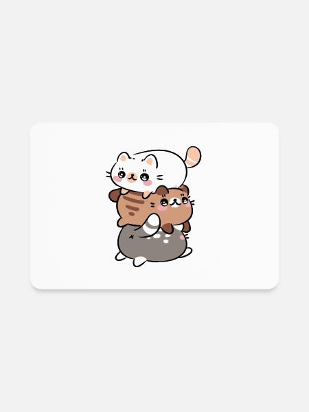Cat Pyramid - Rectangle Magnet - white - Front
