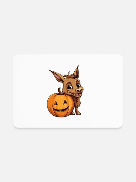 Mule Pumpkin Lazy Halloween Party Costume Kids - Rectangle Magnet - white - Front