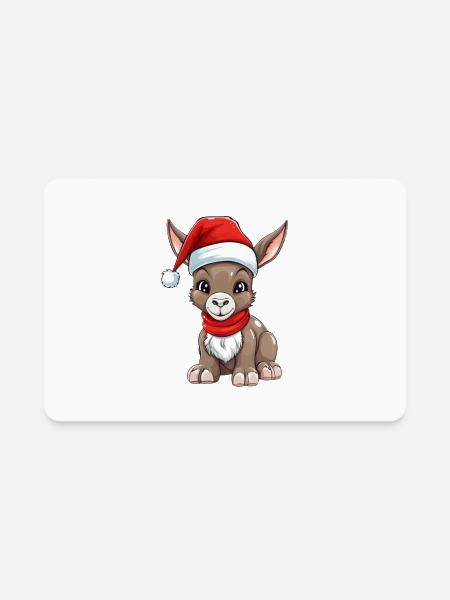 Mule Christmas Santa Hat Funny Xmas Kids - Rectangle Magnet - white - Front