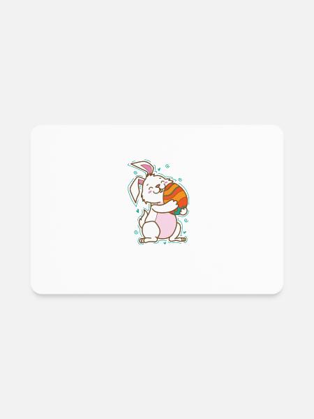 Easter Bunny with an Easter Egg - Rectangle Magnet - white - Front