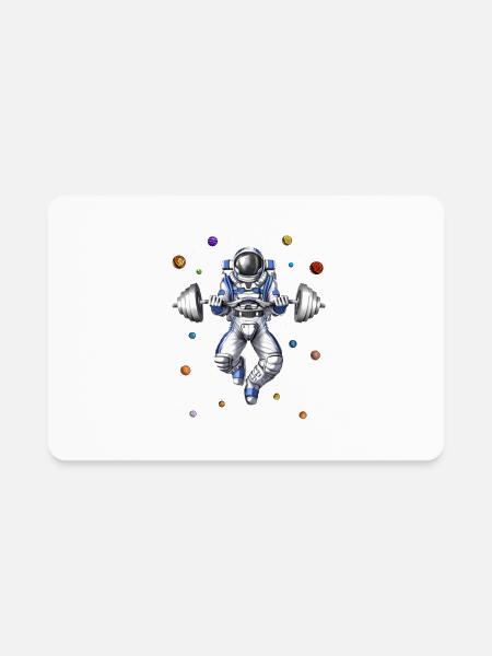 Astronaut Fitness Squats - Rectangle Magnet - white - Front